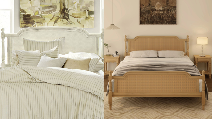 Elegant Low Profile Louis Wood Bed: A Timeless French-Inspired Masterpiece