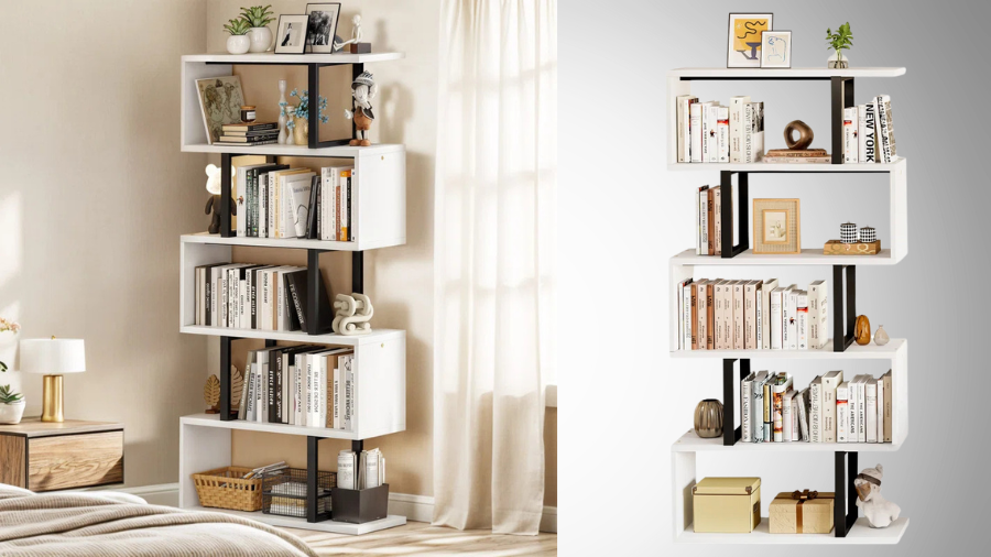 Aniya 6-Tier Geometric Bookcase: A Modern Storage Marvel