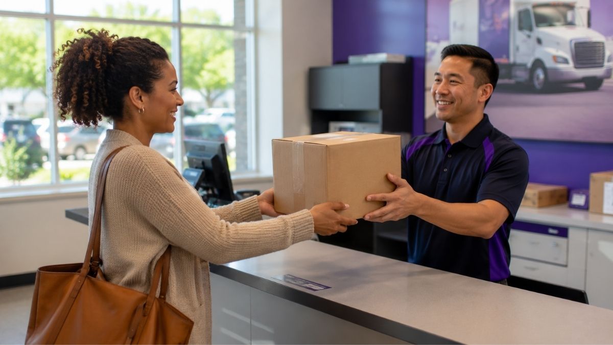 Friendly package exchange at service counter